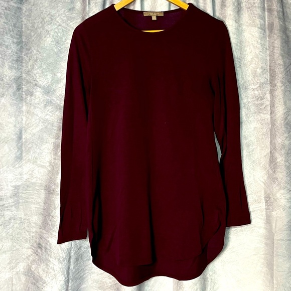 Joan Vass New York Burgundy Crew Neck Long Sleeve Tunic - Medium - Picture 6 of 10